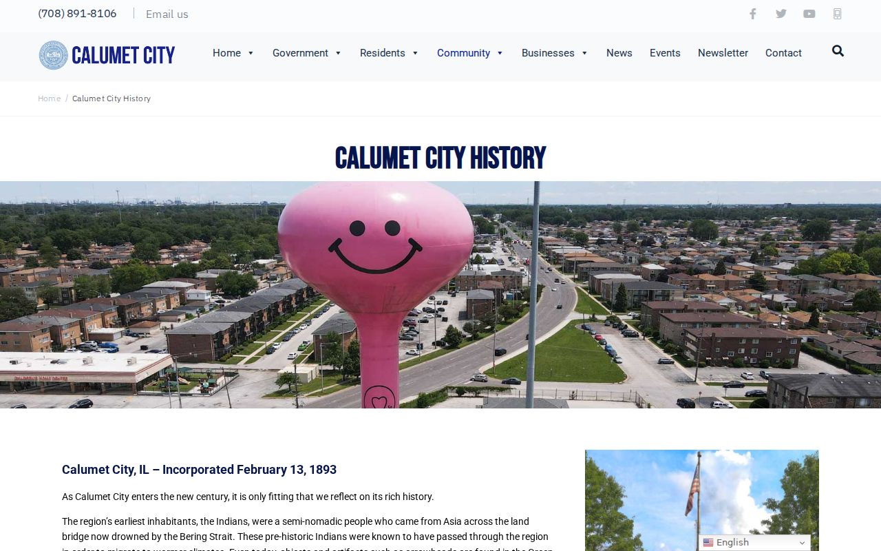 Official Calumet City history page for West Hammond directory research