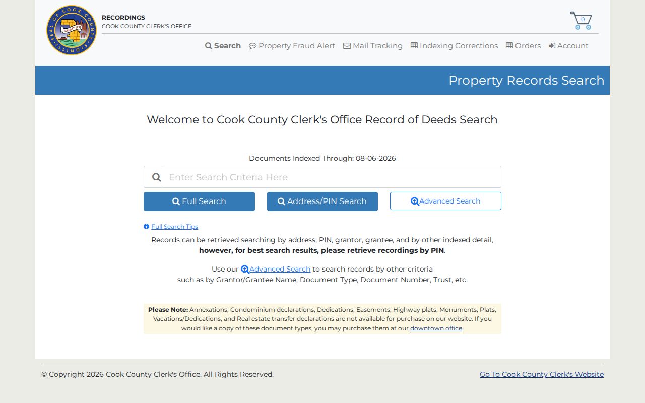 Cook County recording search for Calumet City street deeds