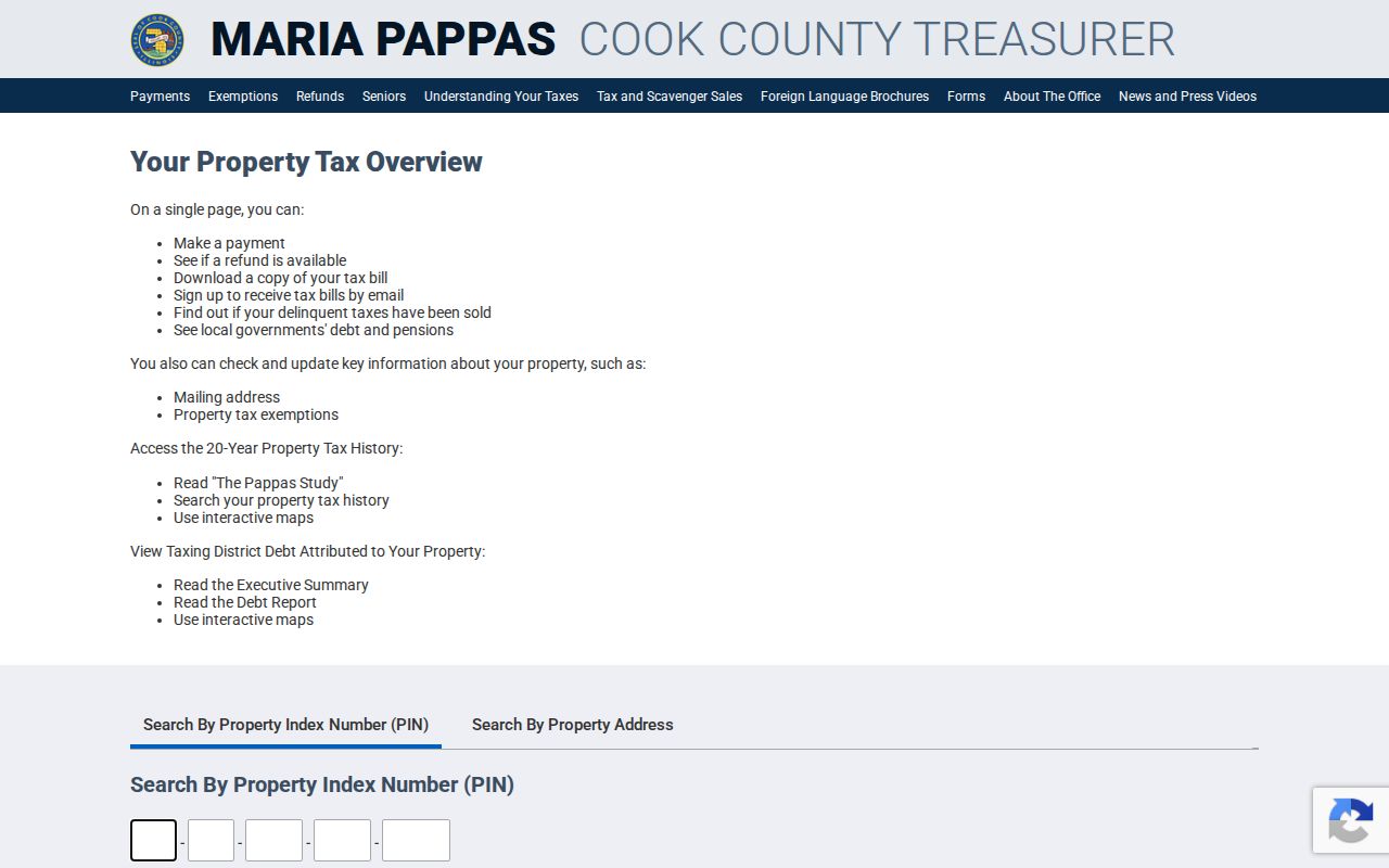 Cook County Treasurer tax search for Calumet City streets